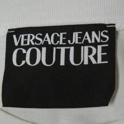 Pre Owned Versace Jeans Couture White Logo Print Cotton Short Sleeve T-Shirt S