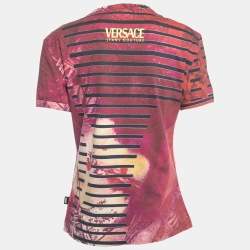 Pre Owned Versace Jeans Couture Pink All-Over Print stretch Cotton Short Sleeve T-Shirt L