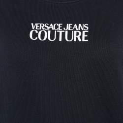 Pre Owned Versace Jeans Couture Black Cotton Knit & Contrast Detail Sweatshirt S