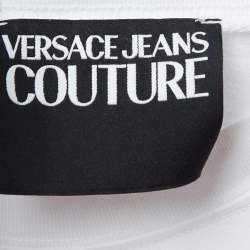 Pre Owned Versace Jeans Couture White Logo Print Cotton Short Sleeve T-Shirt M