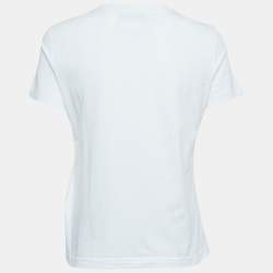 Pre Owned Versace Jeans Couture White Logo Print Cotton Short Sleeve T-Shirt M