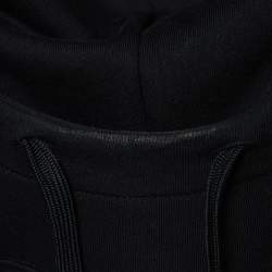Pre Owned Versace Jeans Couture Black Logo Print Cotton Cold Shoulder Hooded Sweatshirt S