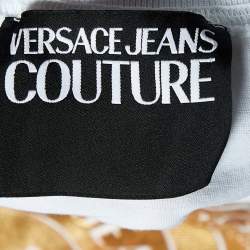 Pre Owned Versace Jeans Couture White Metallic Logo Print Cotton T-Shirt S