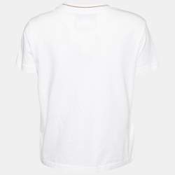 Pre Owned Versace Jeans Couture White Metallic Logo Print Cotton T-Shirt S