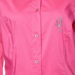 Versace Jeans Couture Pink Cotton Logo Detail Shirt M