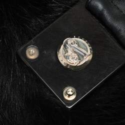 Pre Owned Versace Jeans Black Wool Blend and Faux Fur Belted Blazer L