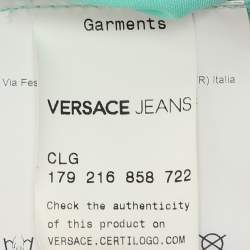 Pre Owned Versace Jeans Green Viscose Embellished Long Sleeve Tops M