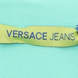 Pre Owned Versace Jeans Green Viscose Embellished Long Sleeve Tops M