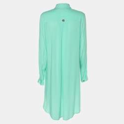 Pre Owned Versace Jeans Green Viscose Embellished Long Sleeve Tops M