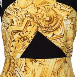 Versace Jeans Gold Printed Crepe Sleeveless Mini Dress M