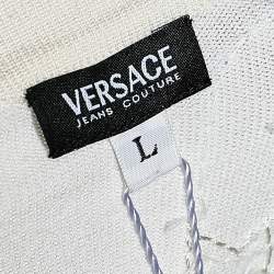 Versace Jeans Couture White Silk Knit Sequin Embellished Open Front Shrug L