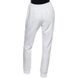 Pre Owned Versace Jeans White Logo Printed Cotton Joggers M