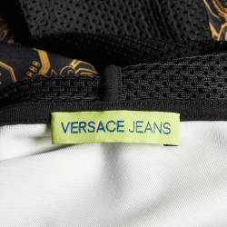 Versace Jeans Black Baroque Print Jersey Zip-Up Hood Jacket L