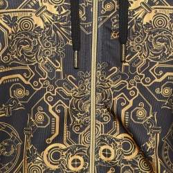 Versace Jeans Black Baroque Print Jersey Zip-Up Hood Jacket L