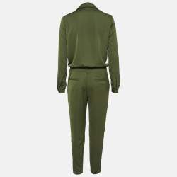 Versace Jeans Green Crepe Long Sleeve Jumpsuit S
