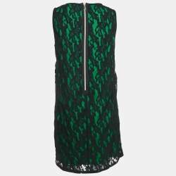 Versace Jeans Black/Green Lace Overlay Sleeveless Mini Dress M