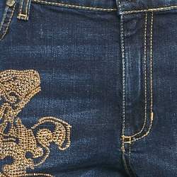 Versace Jeans Navy Blue Studded Denim Skinny Jeans L Waist 33"