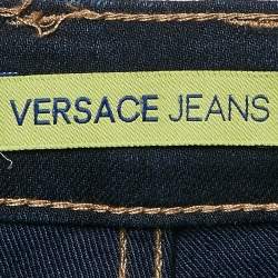 Pre Owned Versace Jeans Dark Blue Denim Stud Detail Jeans Waist 32"