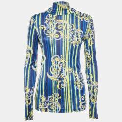 Versace Jeans Multicolor Printed Jersey High Neck Top M