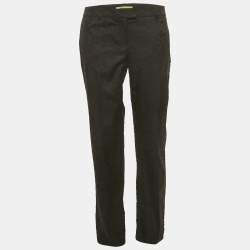 Pre Owned Versace Jeans Black Jacquard Cotton Blend Trousers M