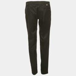 Pre Owned Versace Jeans Black Jacquard Cotton Blend Trousers M