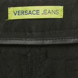 Pre Owned Versace Jeans Black Jacquard Cotton Blend Trousers M