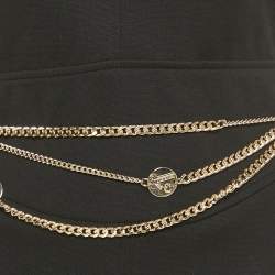 Pre Owned Versace Jeans Black Jersey Chain Belt Detail Mini Dress M