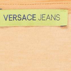 Pre Owned Versace Jeans Orange Studded Jersey T-Shirt M