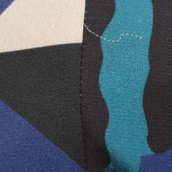 مملوكة مسبقًا فستان فيرساتشي جينز كريب مطبوع متعدد الألوان بأكمام طويلة ميني مقاس متوسط - ميديوم