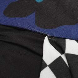 مملوكة مسبقًا فستان فيرساتشي جينز كريب مطبوع متعدد الألوان بأكمام طويلة ميني مقاس متوسط - ميديوم