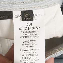 Pre Owned Versace Jeans Blue Logo Print Denim Skinny Jeans S Waist 24"