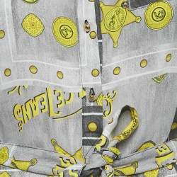 Pre Owned Versace Jeans Grey Printed Crepe Tunic Top M