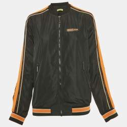 Pre Owned Versace Jeans Black Side Stripe Synthetic Zip-Up Jacket M