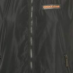 Pre Owned Versace Jeans Black Side Stripe Synthetic Zip-Up Jacket M