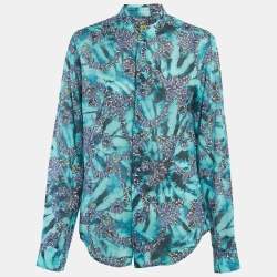 Pre Owned Versace Jeans Blue Gems Print Cotton Shirt L