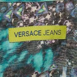 Pre Owned Versace Jeans Blue Gems Print Cotton Shirt L