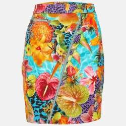 Pre Owned Versace Jeans Multicolor Floral Print Cotton Mini Skirt L