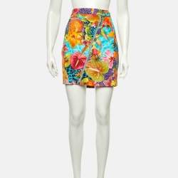 Pre Owned Versace Jeans Multicolor Floral Print Cotton Mini Skirt L