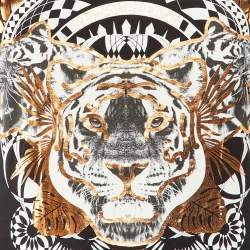Pre Owned Versace Jeans Black Tiger Print Fabric Blend Top
