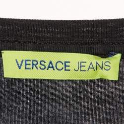 Pre Owned Versace Jeans Black Tiger Print Fabric Blend Top