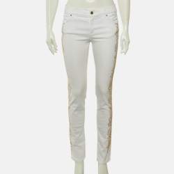 Pre Owned Versace Jeans White Denim Studded Jeans M