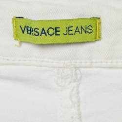Pre Owned Versace Jeans White Denim Studded Jeans M