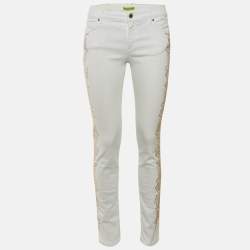 Pre Owned Versace Jeans White Denim Studded Jeans M