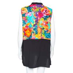 Pre Owned Versace Jeans Multicolor Floral Printed Crepe Sleeveless Shirt XL