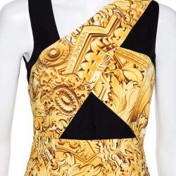 Versace Jeans Gold Printed Crepe Sleeveless Mini Dress S