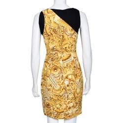 Versace Jeans Gold Printed Crepe Sleeveless Mini Dress S