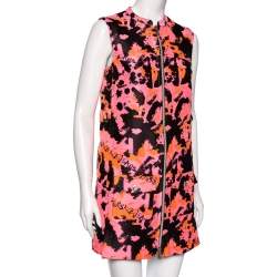 Versace Jeans Multicolored Textured Zip Front Short Dress S