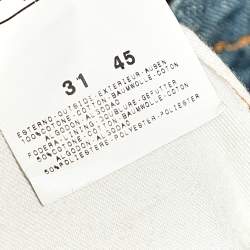 Pre Owned Versace Jeans Couture Blue Embellished Denim Flared Leg Distressed Jeans L