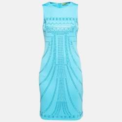 Versace Jeans Blue Stud Embellished Knit Sleeveless Dress M