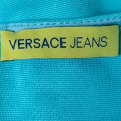 Versace Jeans Blue Stud Embellished Knit Sleeveless Dress M